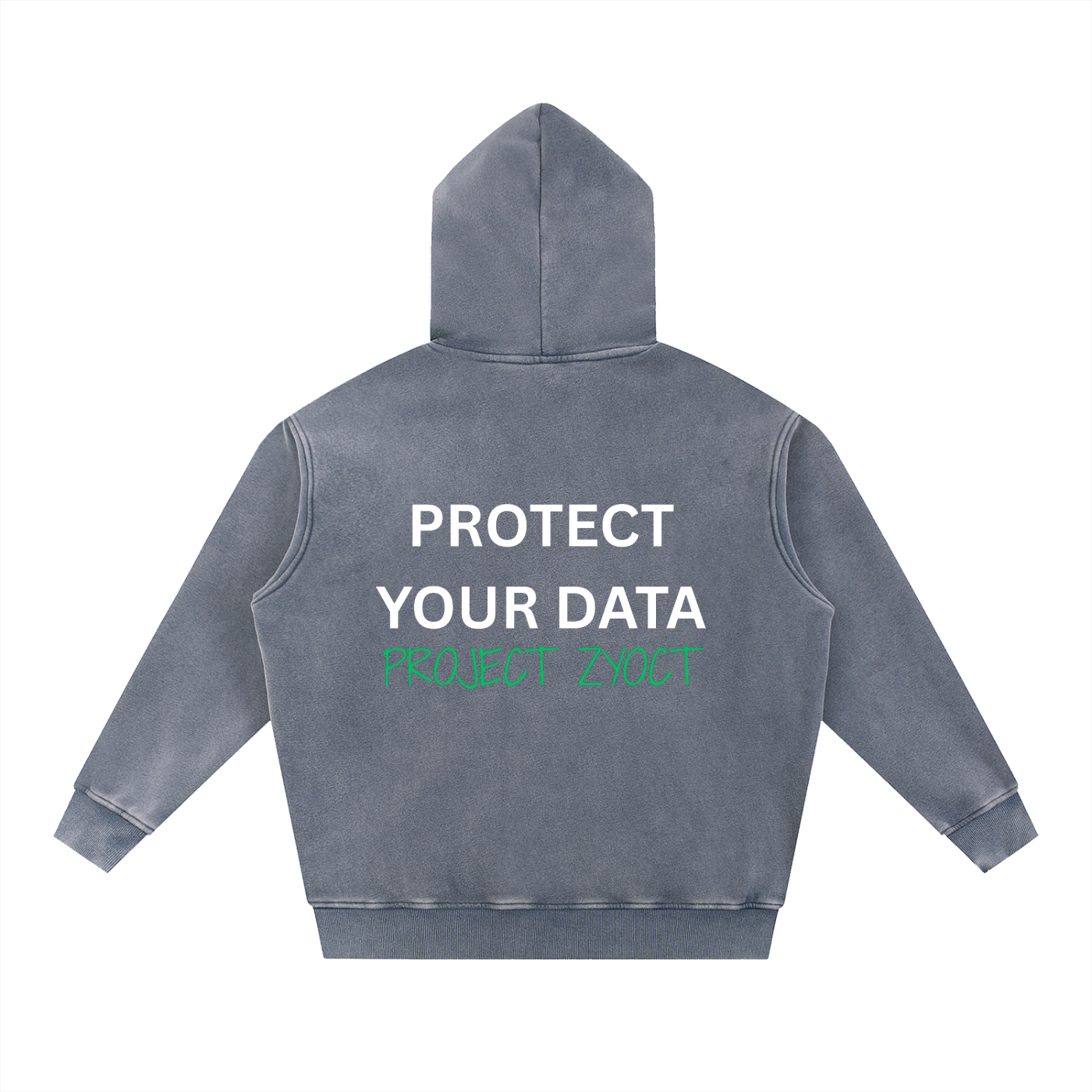"Protect Your Data" Snow Wash Oversize Hoodie