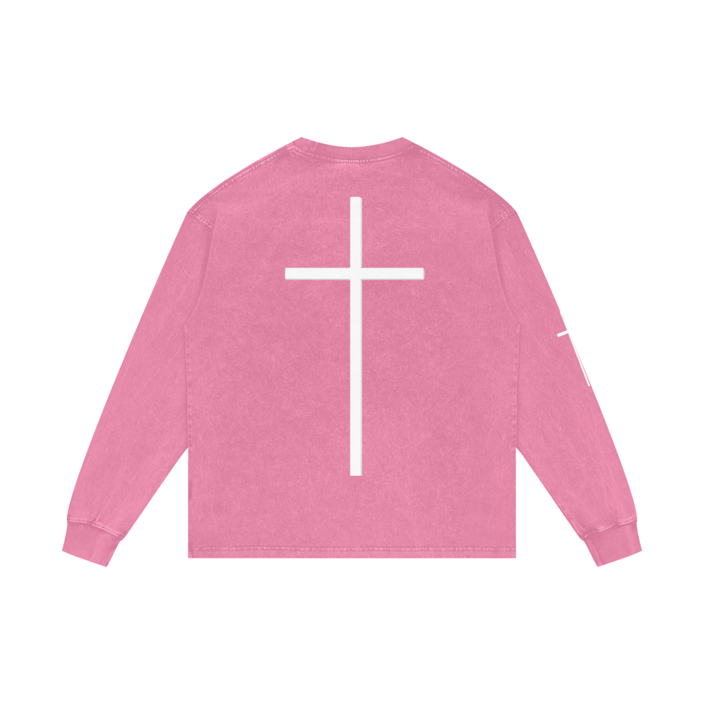 Simple Cross Acid Wash Long Sleeve