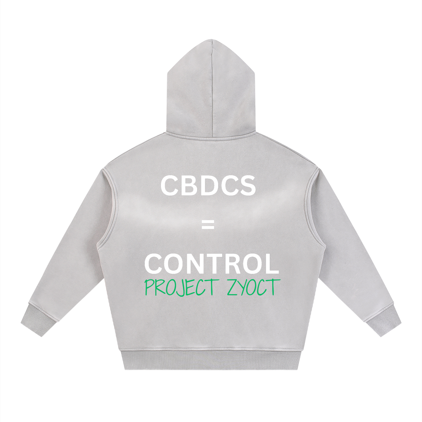 "CBDCs = Control" faded Zipper Hoodie