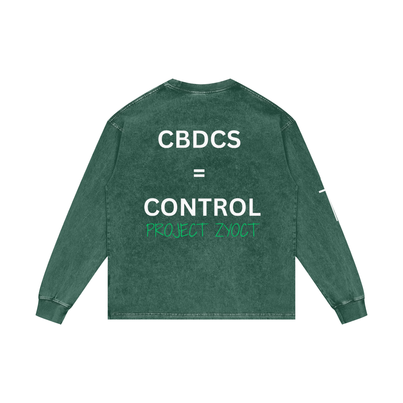 "CBDCs = Control" Acid Wash Long Sleeve