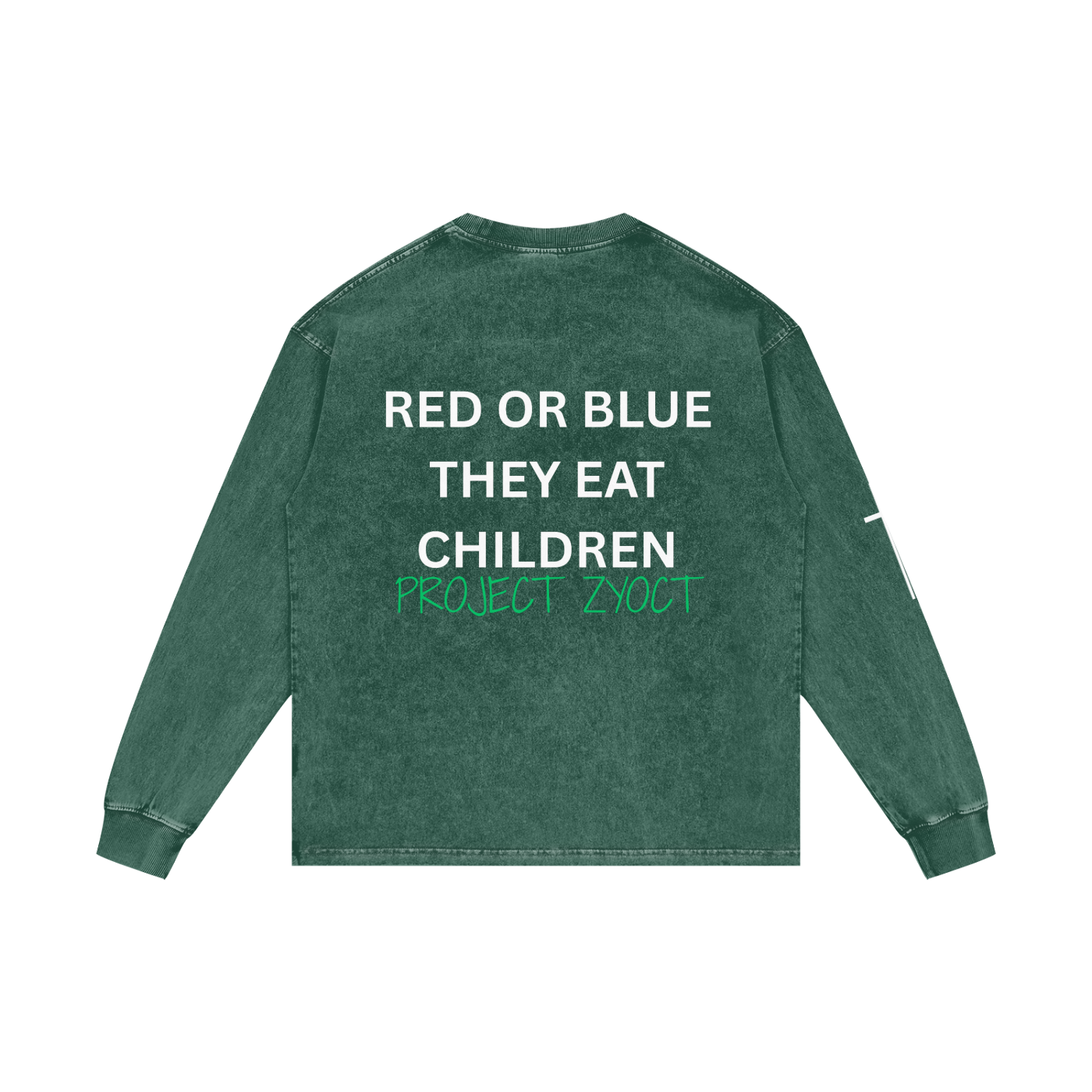 "Red or Blue They Eat Children" Acid Wash Long Sleeve