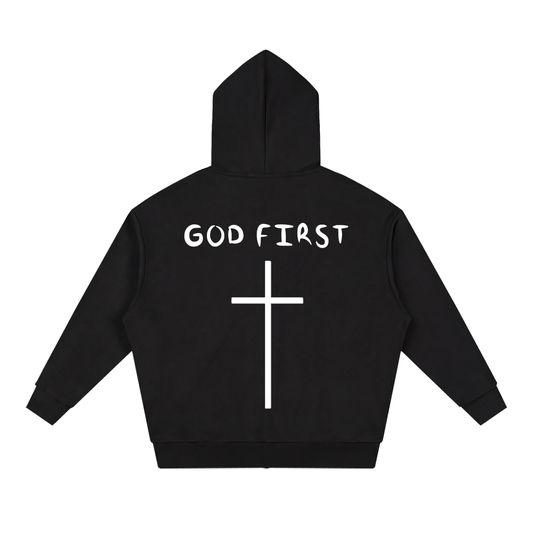 "GOD FIRST" Full Zip Hoodie
