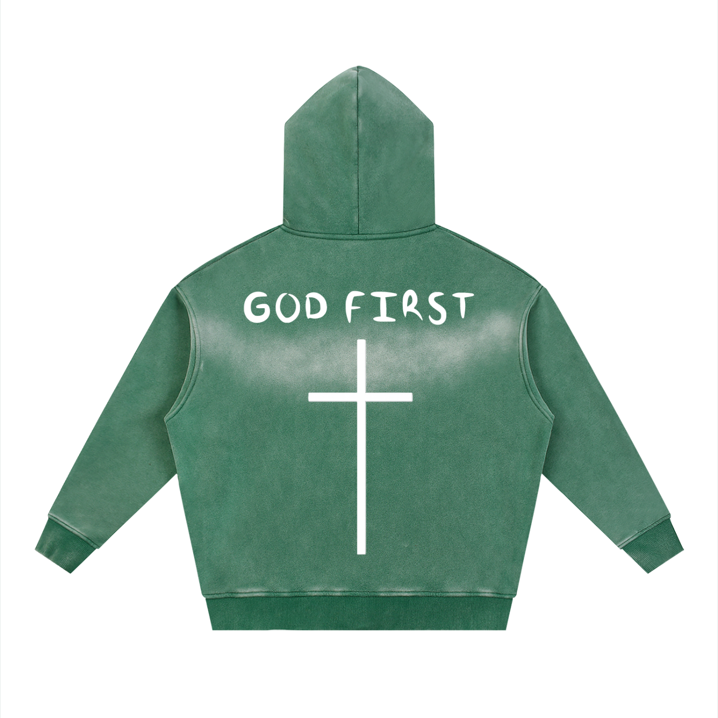 "GOD FIRST" faded Zipper Hoodie