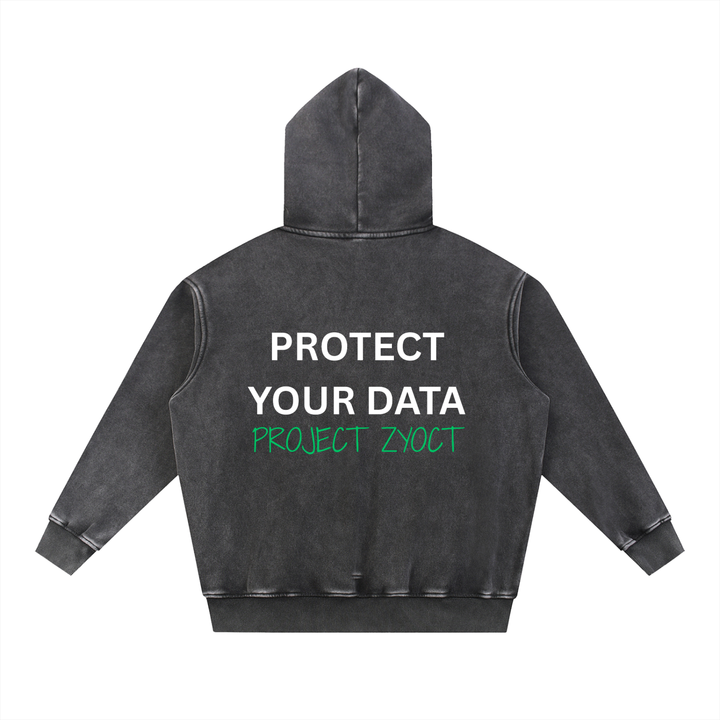 "Protect Your Data" Snow Wash Oversize Hoodie