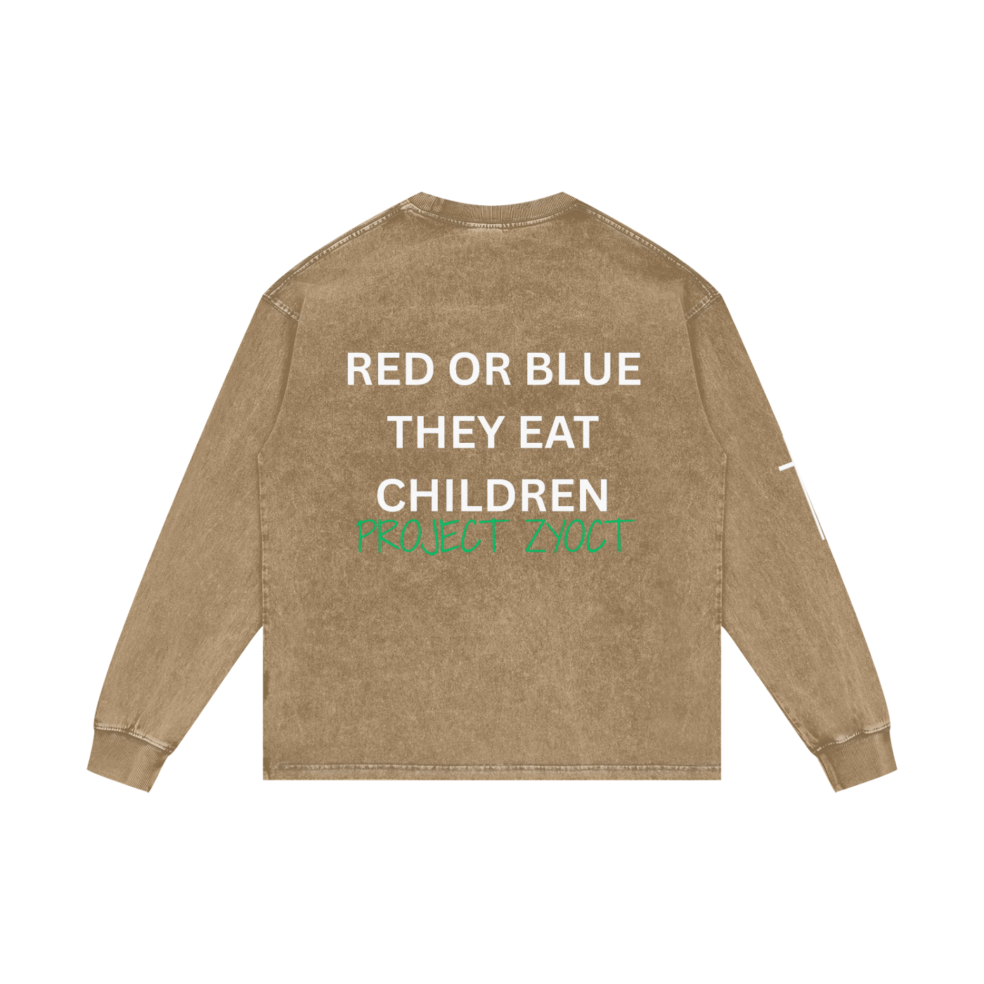 "Red or Blue They Eat Children" Acid Wash Long Sleeve