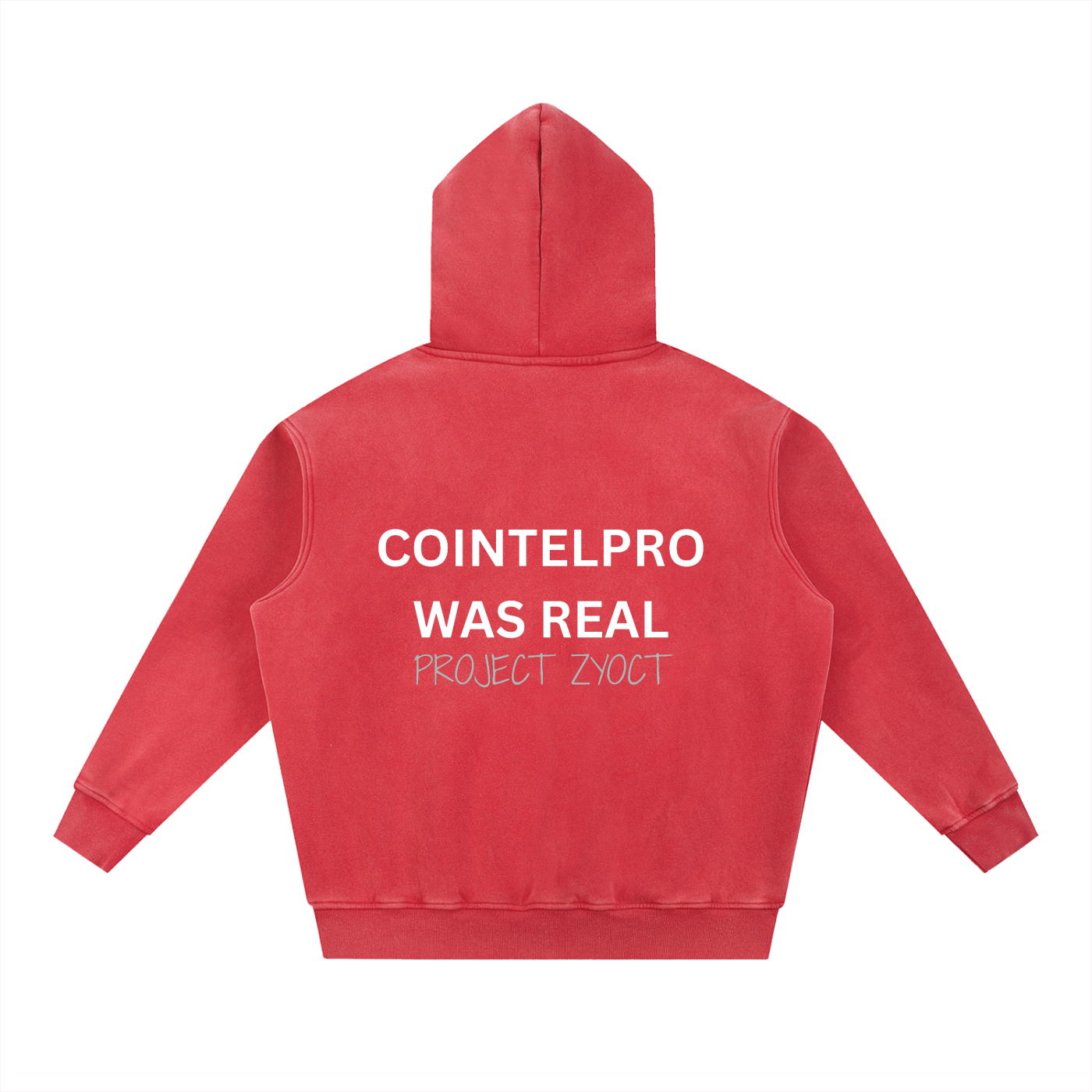 "COINTELPRO Was Real" Snow Wash Oversize Hoodie