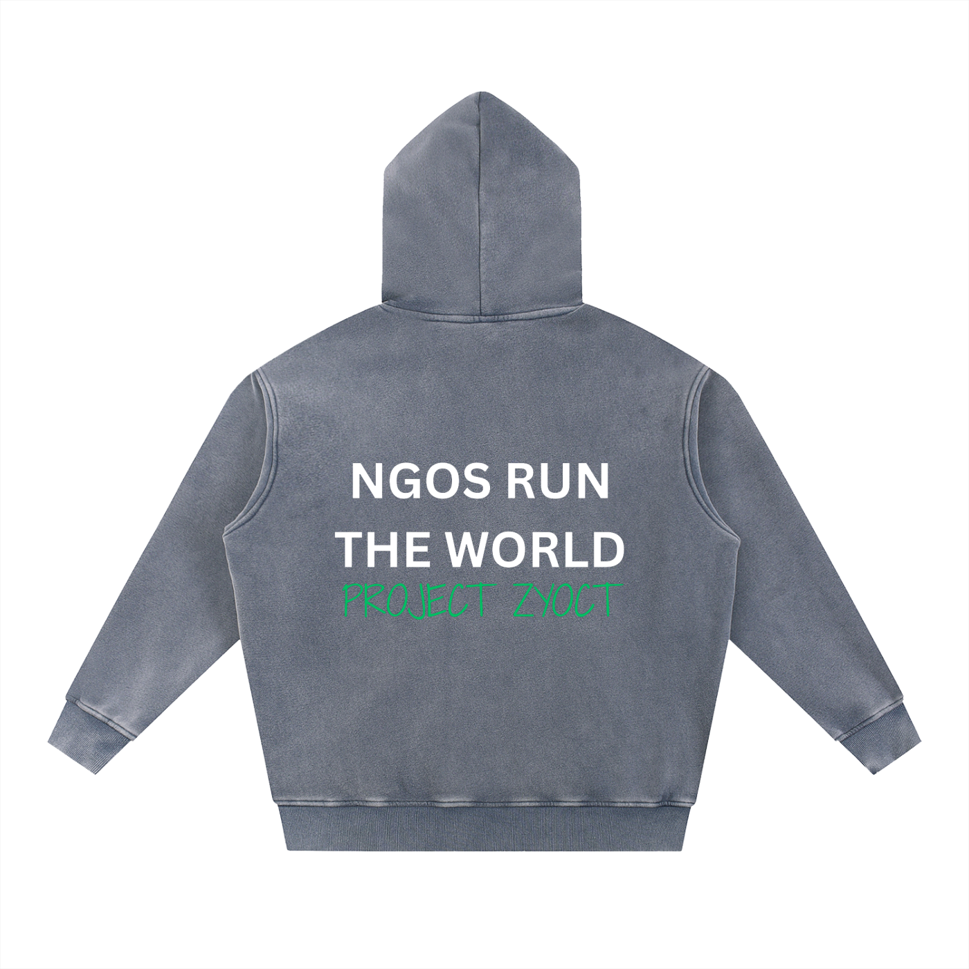 "NGOs Run the World" Snow Wash Oversize Hoodie