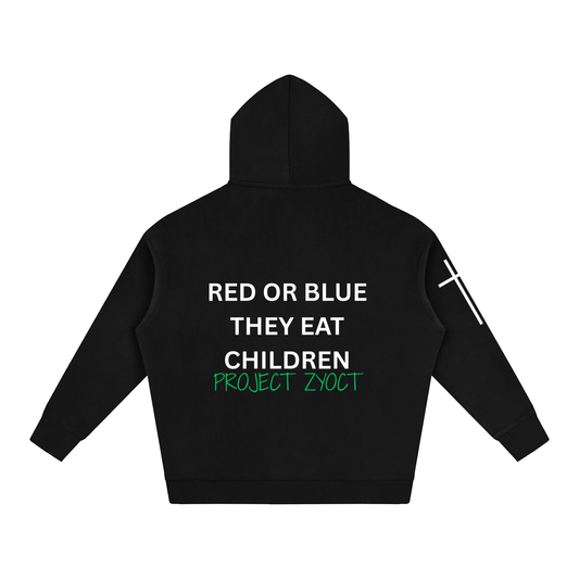 "Red or Blue They Eat Children" Oversize Hoodie