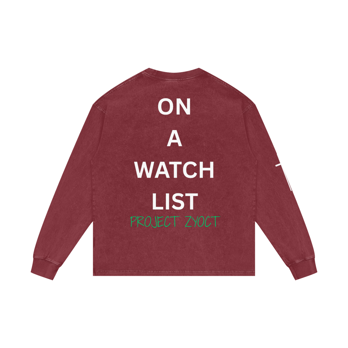 "On a watch list" Acid Wash Long Sleeve