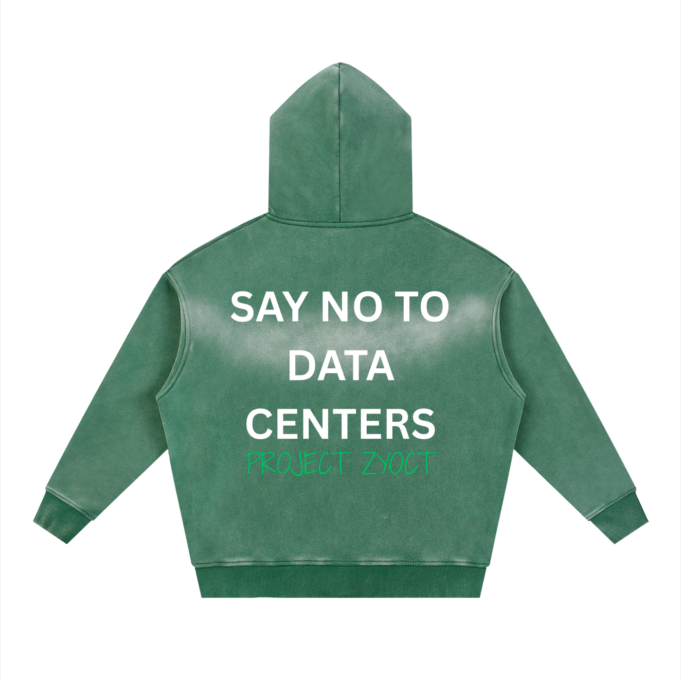 "Say No to Data Centers" faded Zipper Hoodie