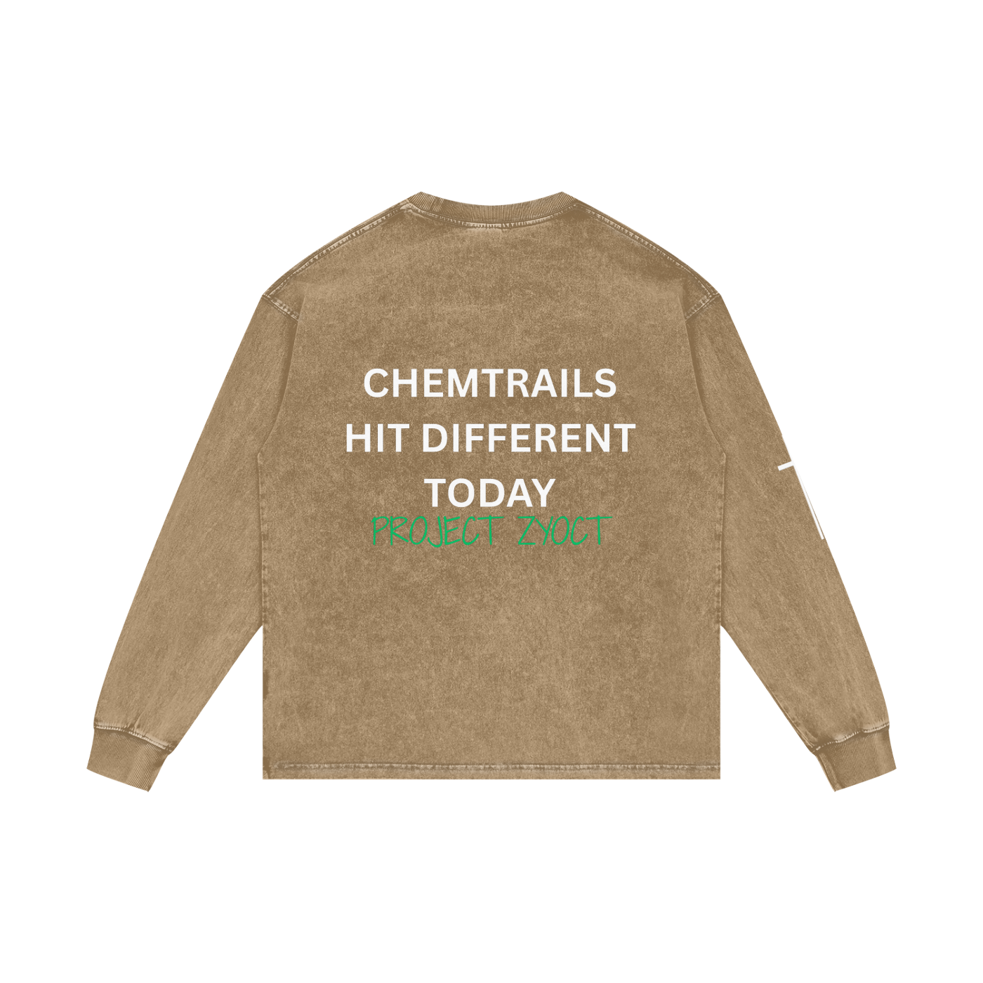 "Chemtrails Hit Different Today" Acid Wash Long Sleeve