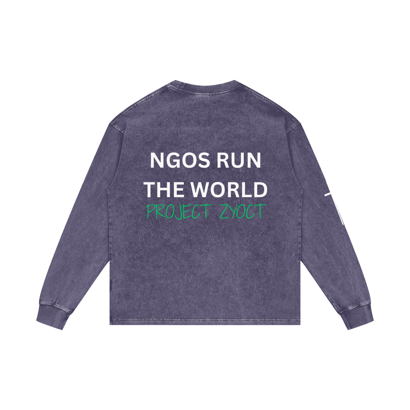 "NGOs Run the World" Acid Wash Long Sleeve