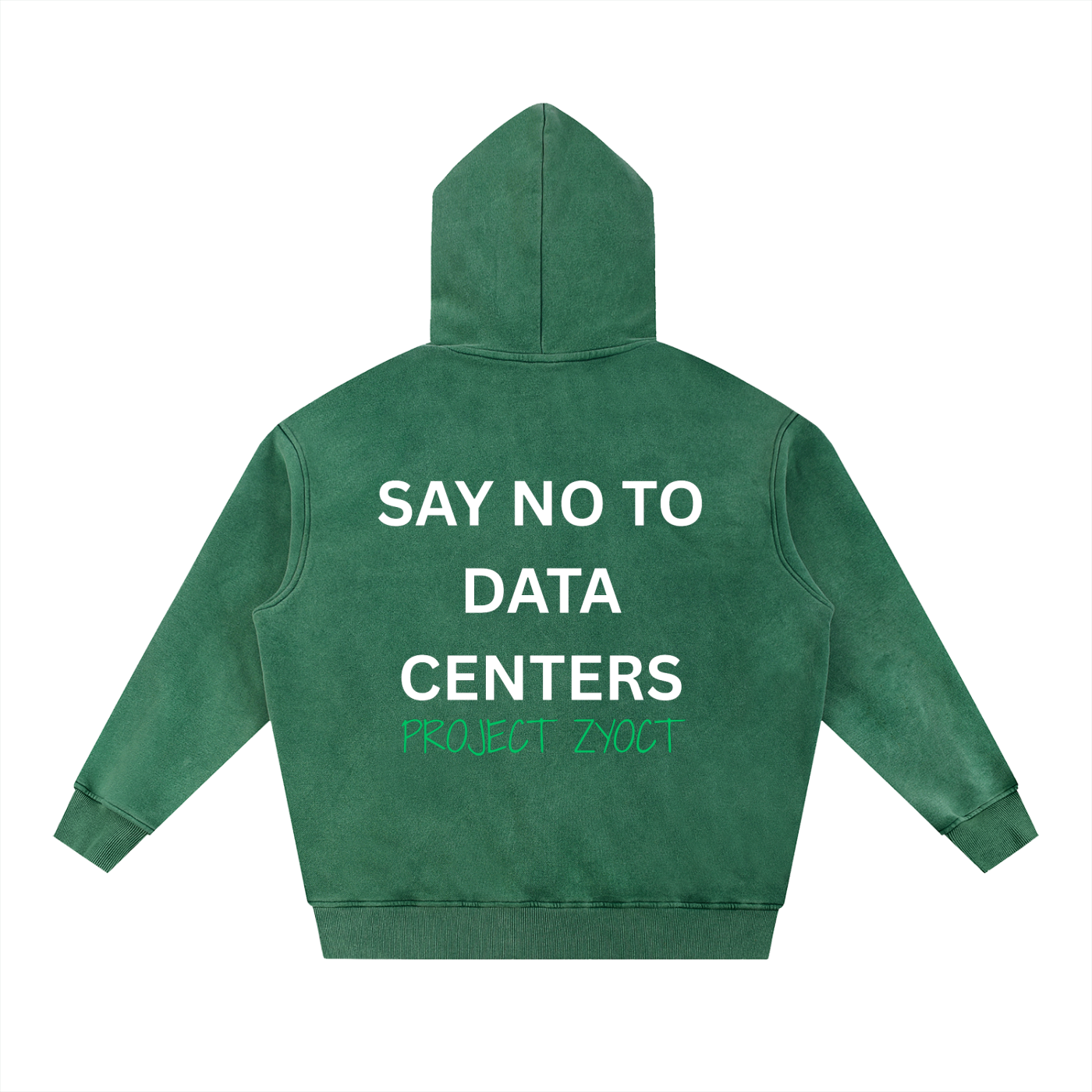 "Say No to Data Centers" Snow Wash Oversize Hoodie