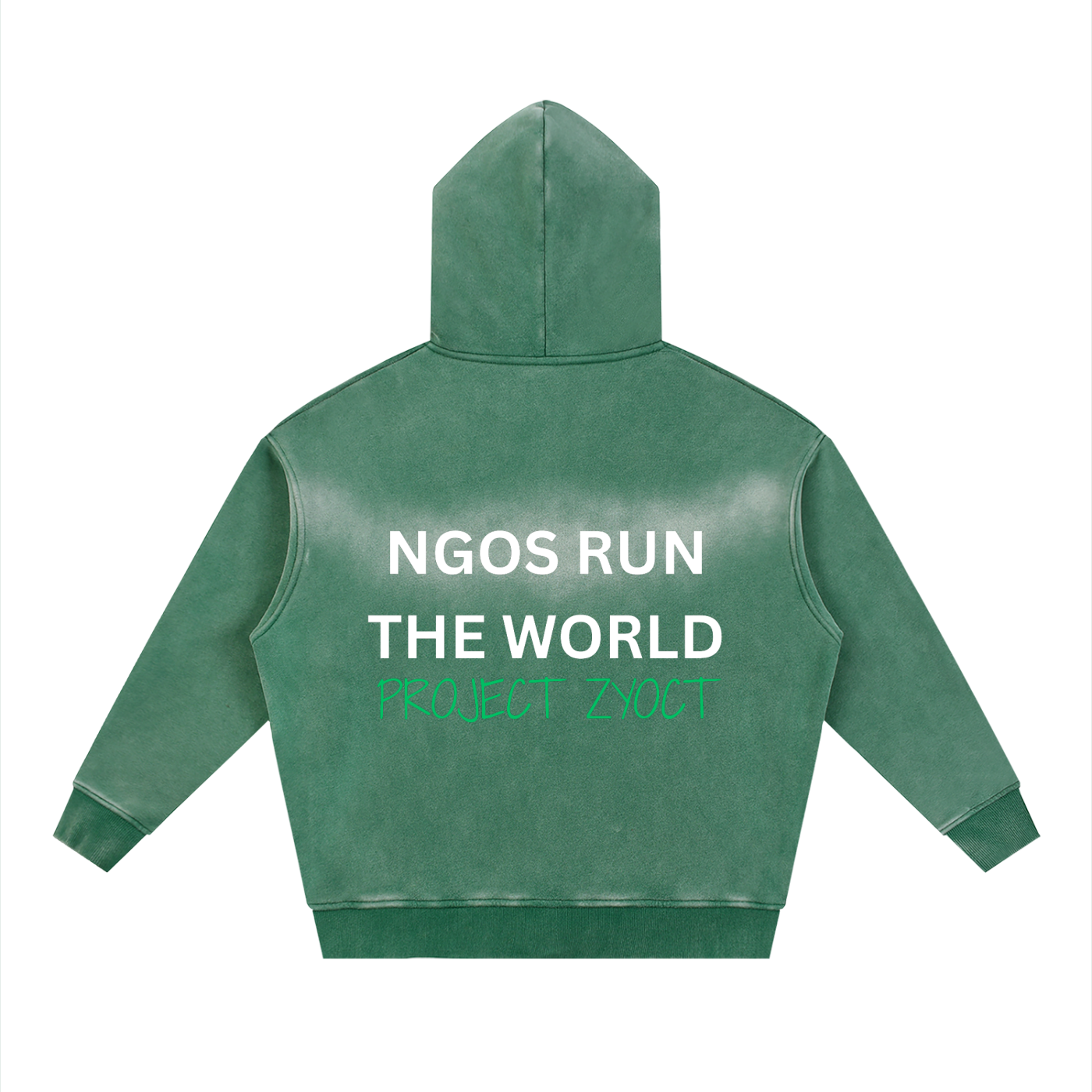 "NGOs Run the World" faded Zipper Hoodie