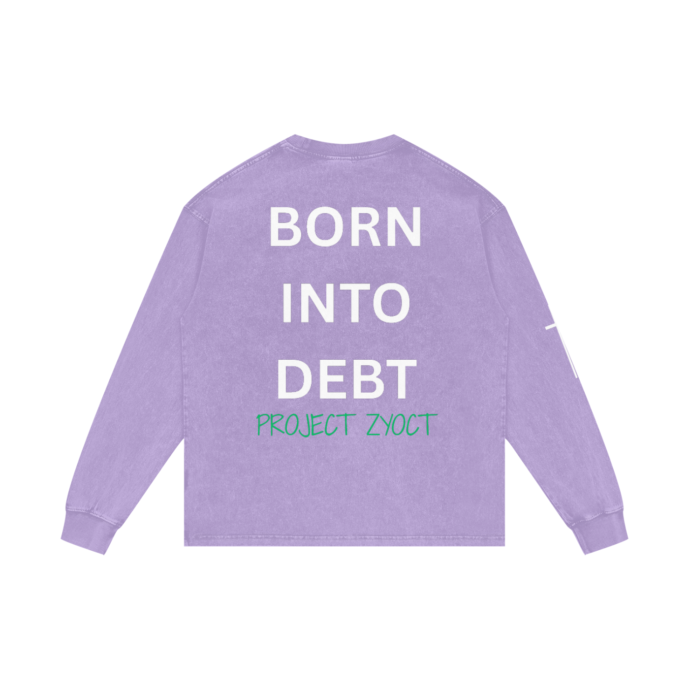 "Born Into Debt" Acid Wash Long Sleeve