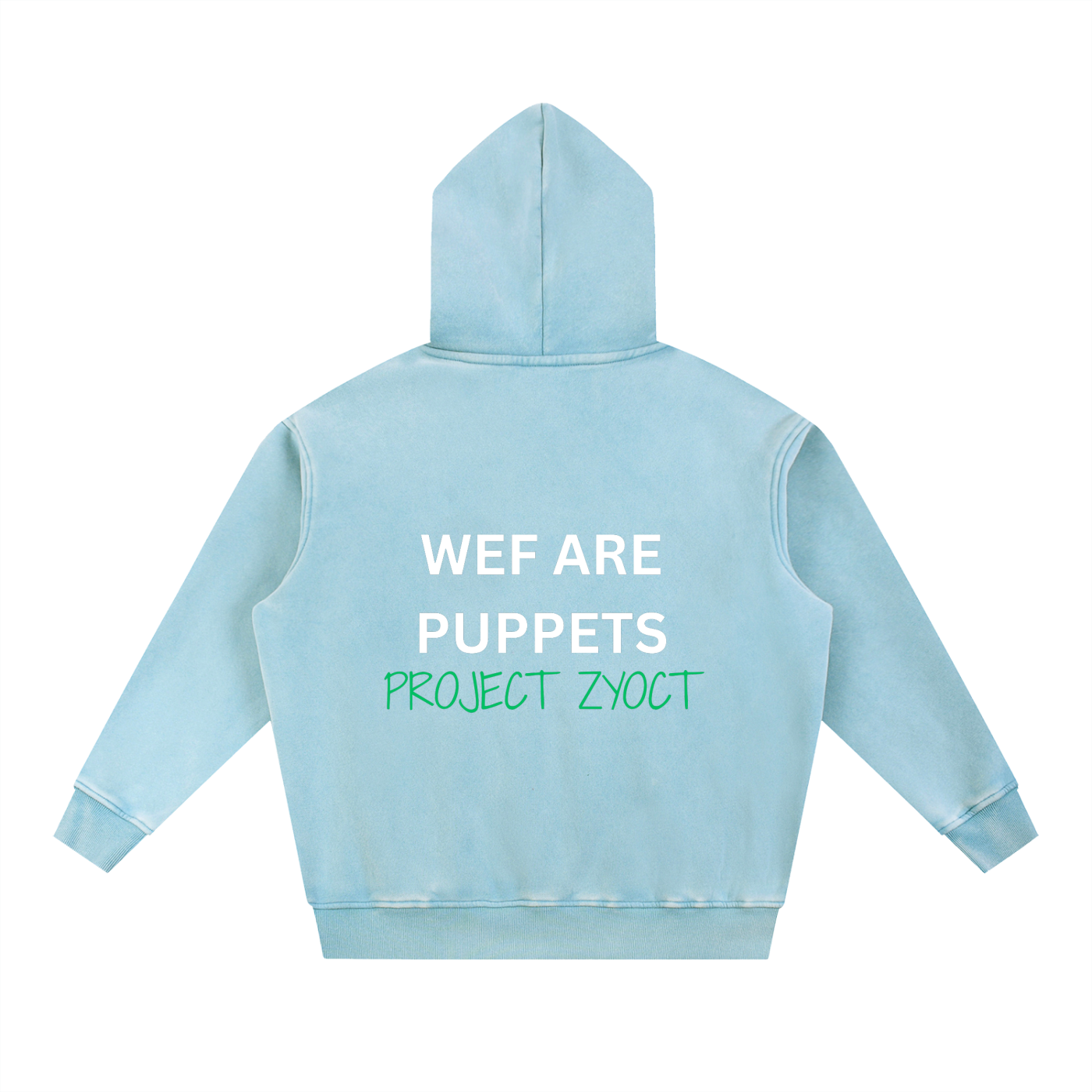 "WEF Are Puppets" Snow Wash Oversize Hoodie