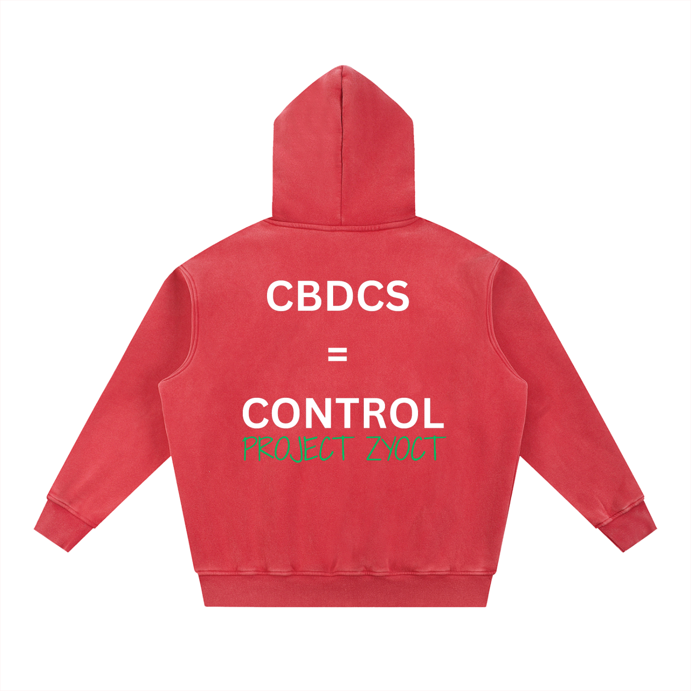 "CBDCs = Control" Snow Wash Oversize Hoodie