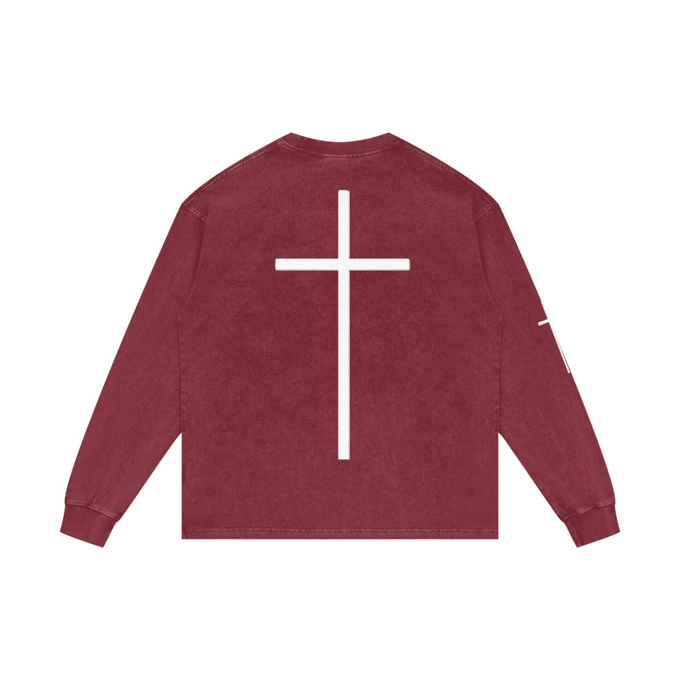 Simple Cross Acid Wash Long Sleeve