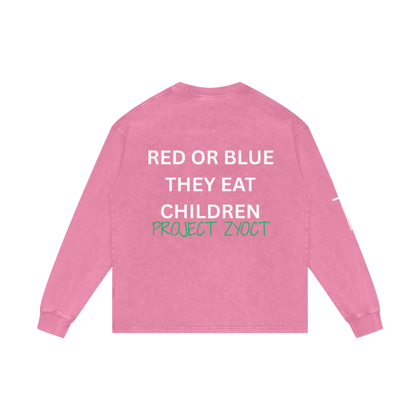 "Red or Blue They Eat Children" Acid Wash Long Sleeve